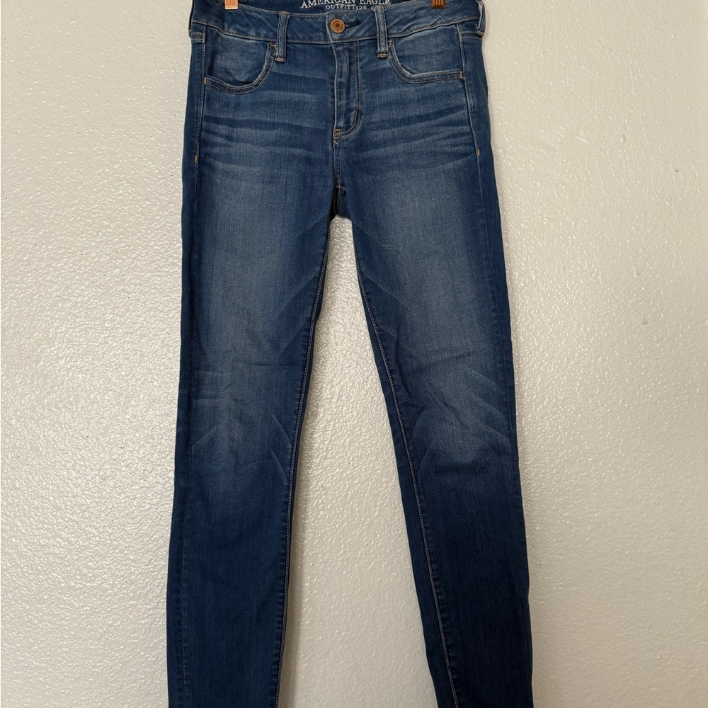 American Eagle Outfitters Dark Blue súper stretchX jegging Jeans size 8 Long